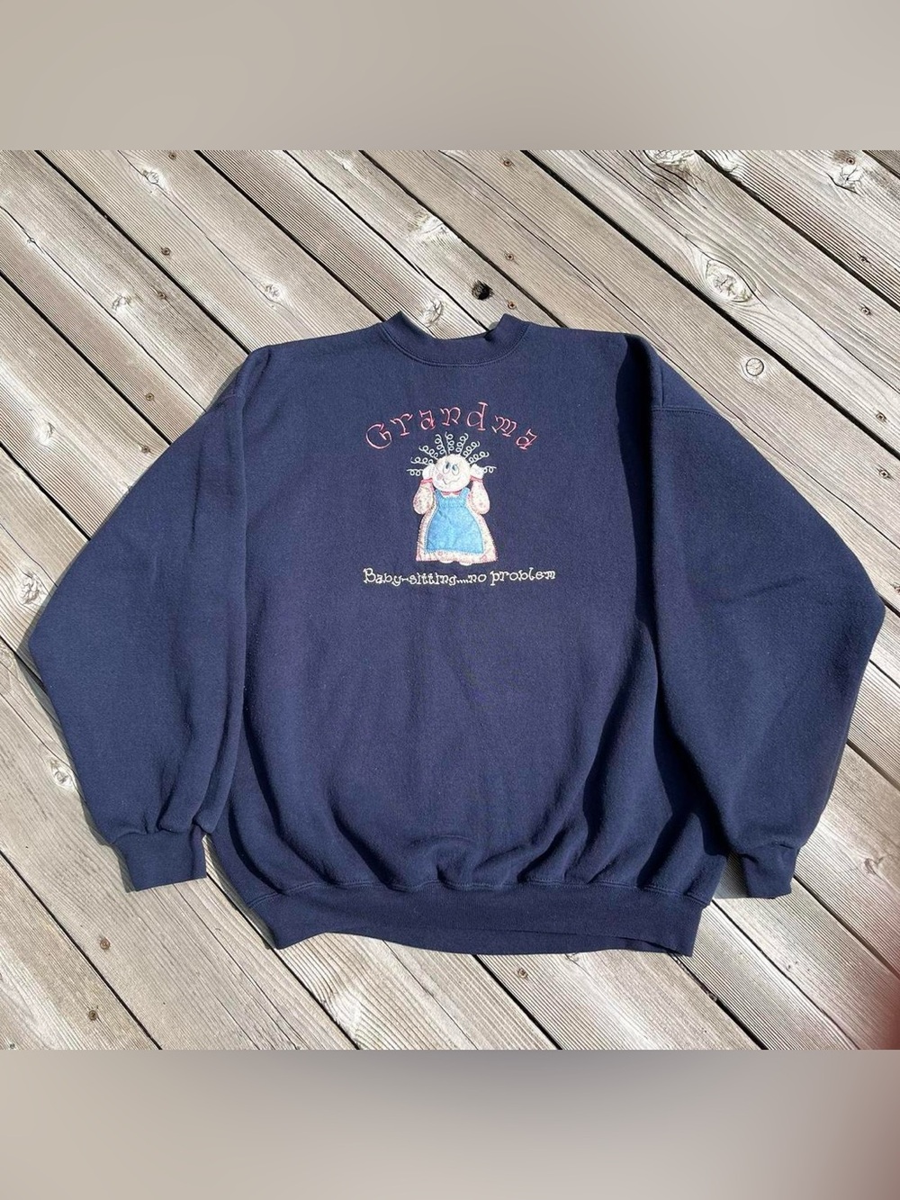 Tultex navy blue grandma embroidered crewneck sweatshirt